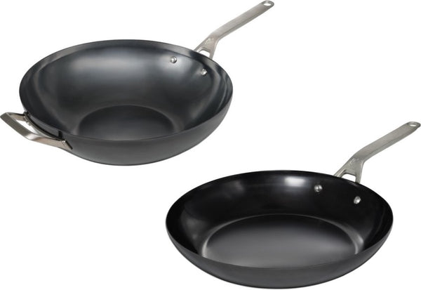 Saveur Selects - Carbon Steel - Pannenset - Wokpan 35 cm - Koekenpan 30 cm - PFAS vrij